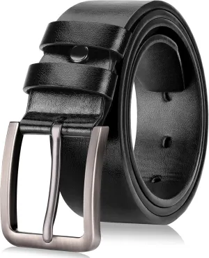 Leather Belt for Men, Mens Casual Belts for Jeans 1.4" Wide
