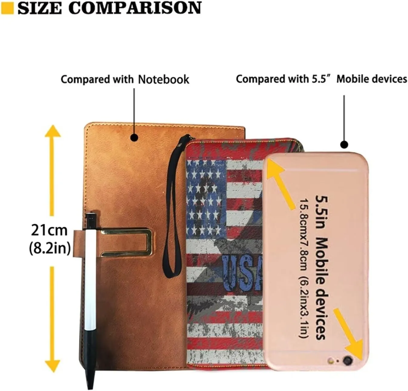 Leather Wallets for Men American Flag 2 Travel Business Handbag Party Clutch Bag Phone Holder Money Clips with Coin Pocket 4 Card Slots