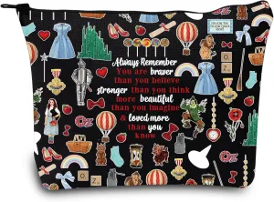LEVLO Princess Red Slippers Cosmetic Bag Ruby Red Slippers Makeup Zipper Pouch Bag Wizard Movie Merch((Always Dorot Black)