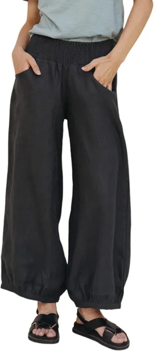 Lviefent Womens Linen Wide Leg Pants Baggy Elastic Waist Berral Pants Beach Palazzo Harem Pants with Pockets