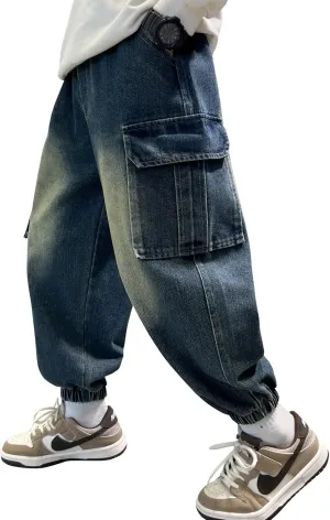 MEILONGER Boys Elastic Waist Jeans Stretch Fashion Denim Pants Size 8,10-12,14-16,18-20
