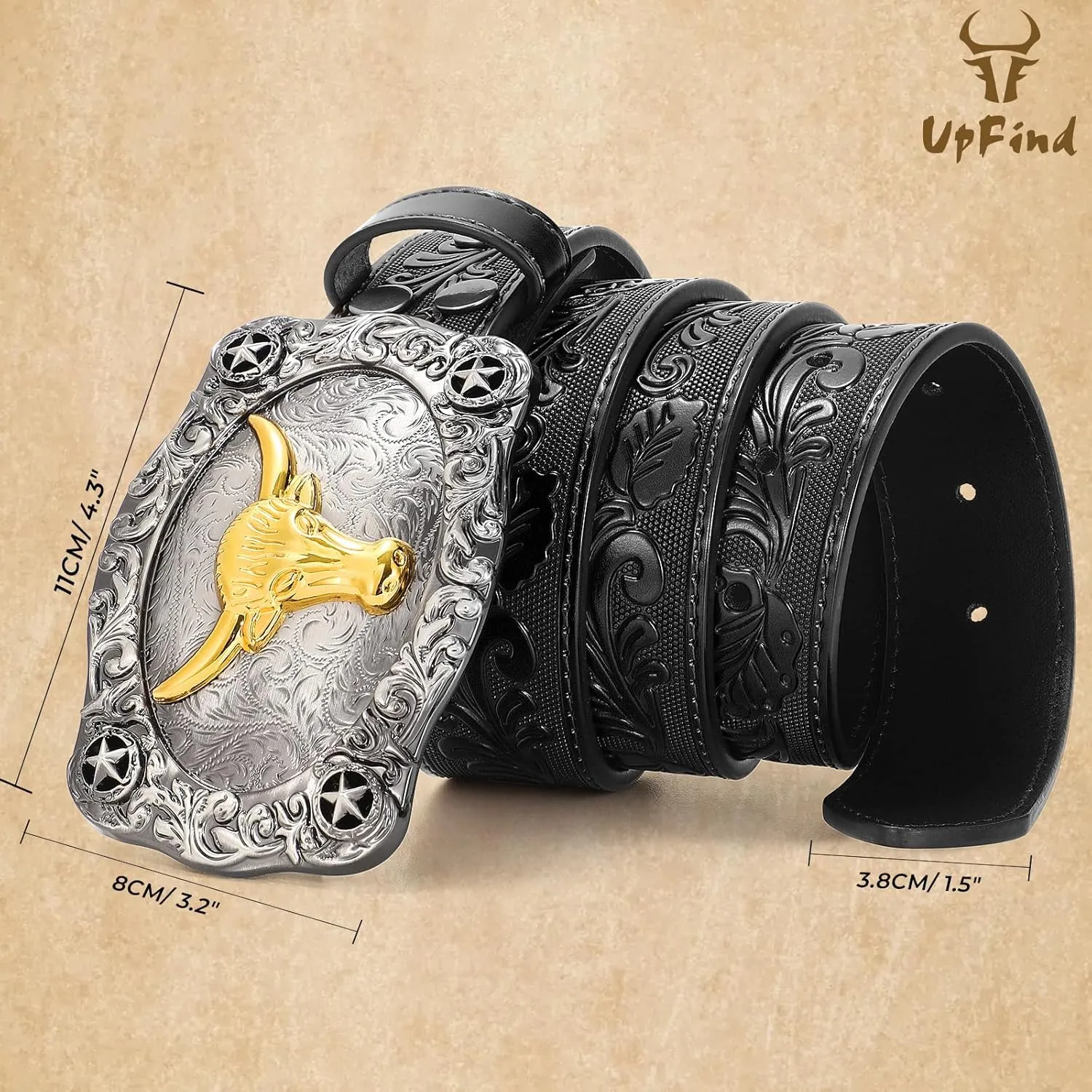 Men Western Cowboy Leather Belts - Country Belt Cowboy Leather Belt for Jeans