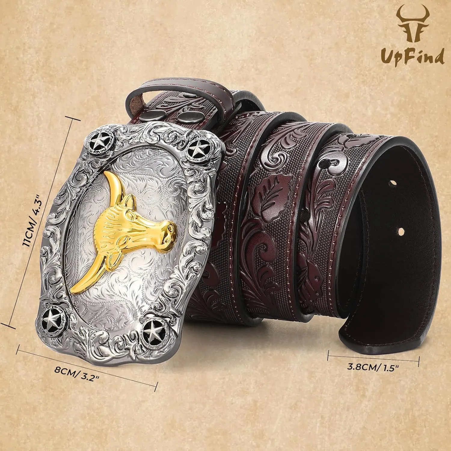 Men Western Cowboy Leather Belts - Country Belt Cowboy Leather Belt for Jeans