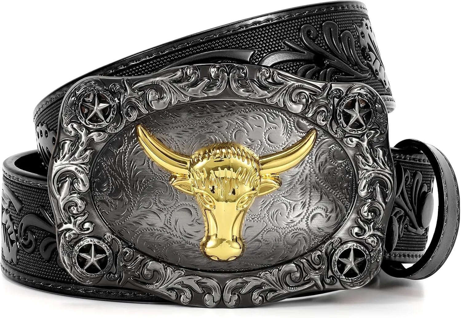 Men Western Cowboy Leather Belts - Country Belt Cowboy Leather Belt for Jeans