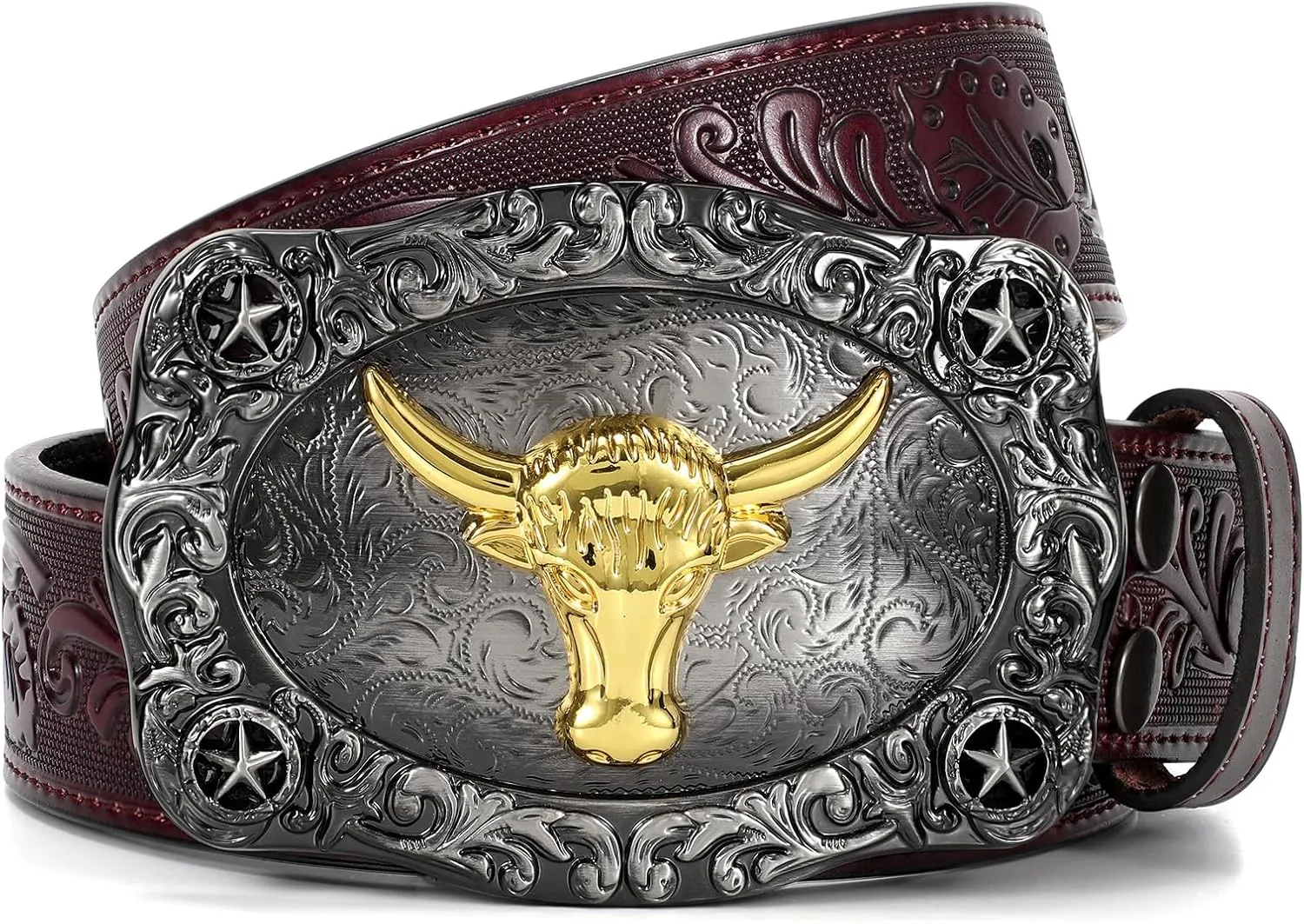 Men Western Cowboy Leather Belts - Country Belt Cowboy Leather Belt for Jeans