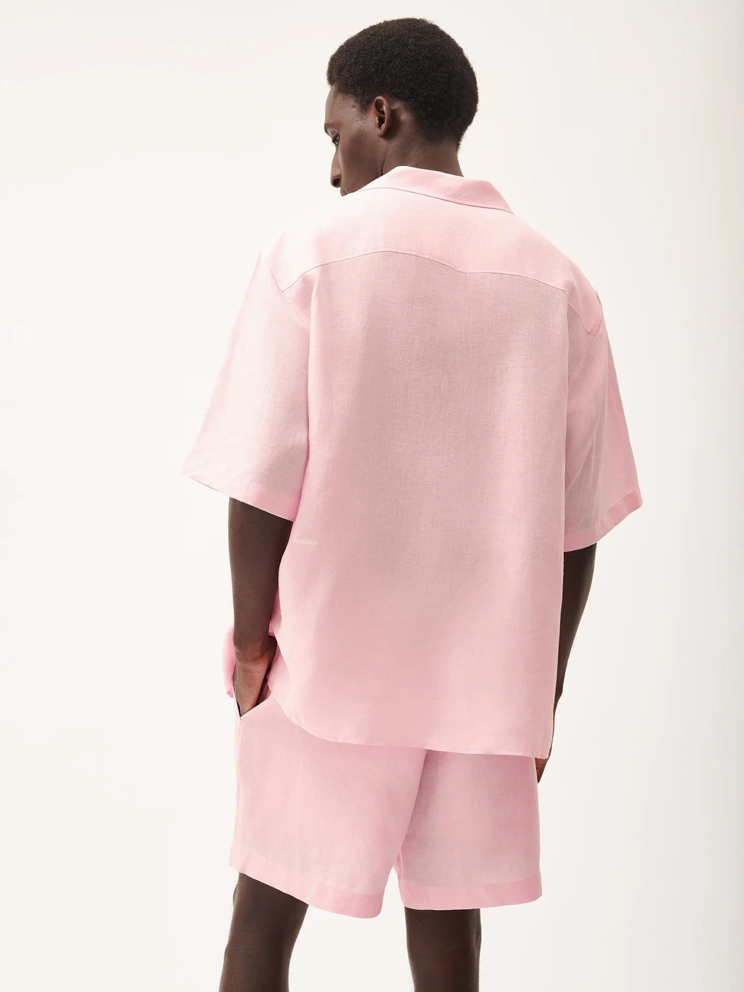 Mens Aloe Linen Camp Collar Shirtmagnolia pink