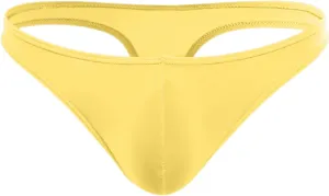 Men's Thong Underwear G-Strings Silk Bikini Underwear Pouch Athletic Panties Briefs Underwear Men's Lingerie Yellow