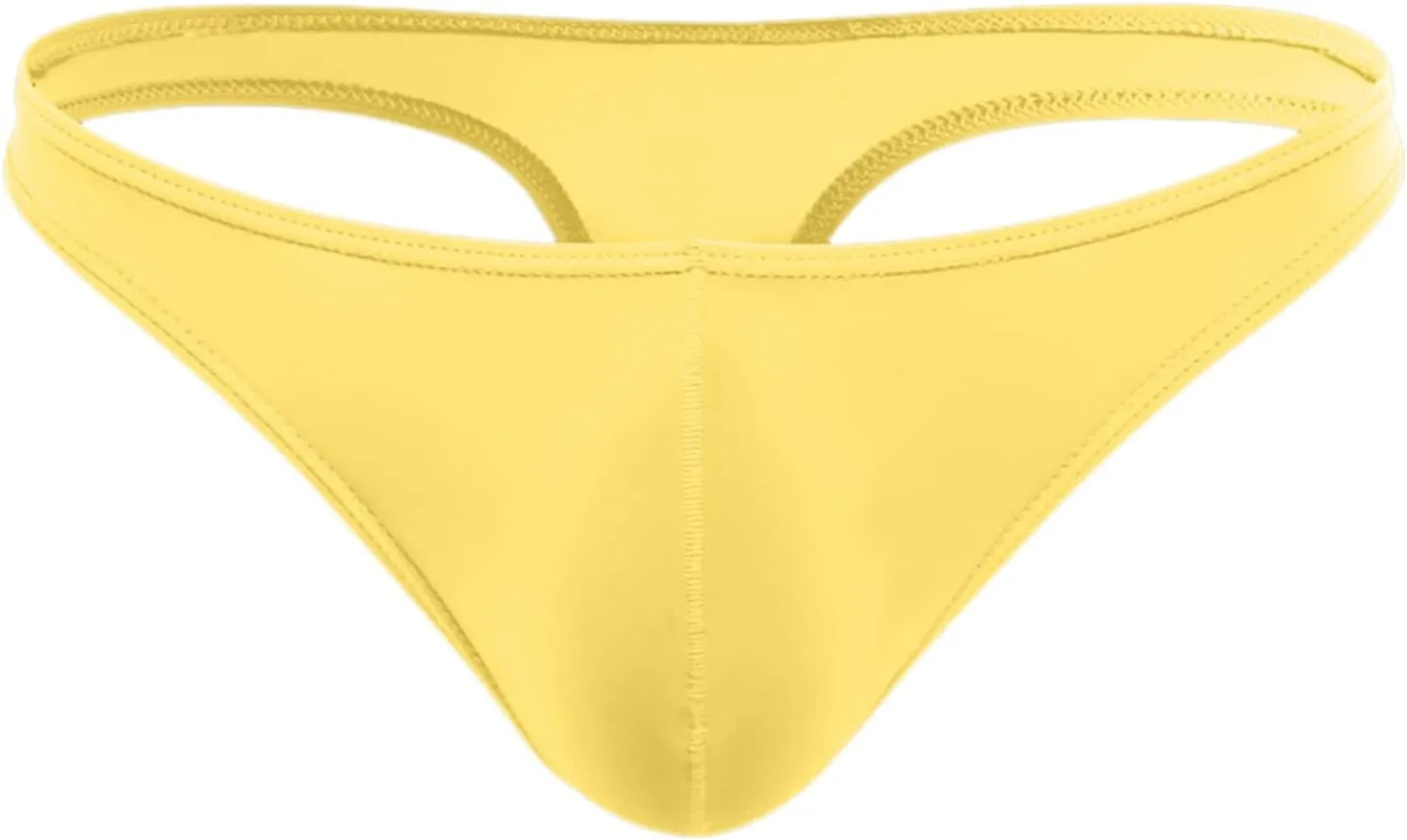 Men's Thong Underwear G-Strings Silk Bikini Underwear Pouch Athletic Panties Briefs Underwear Men's Lingerie Yellow