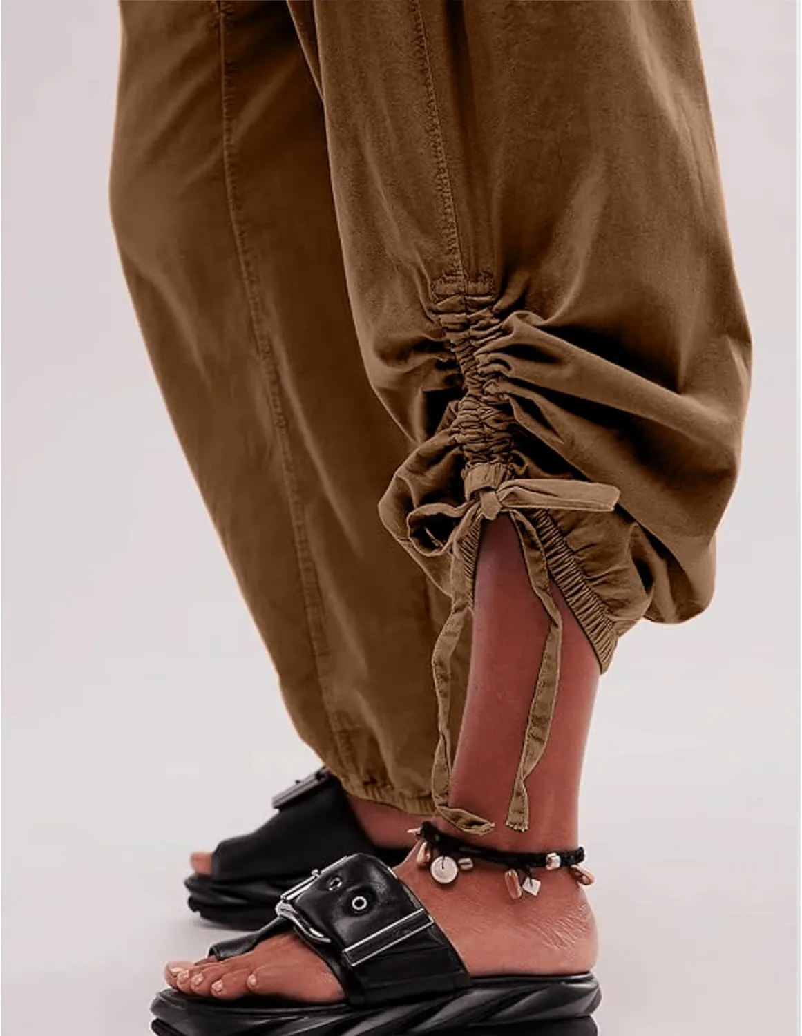 MISSACTIVER Elastic Waist Wide Leg Pants Woman Flowy Drawstring Palazzo Harem Pants with Pockets Y2k Loose Trousers