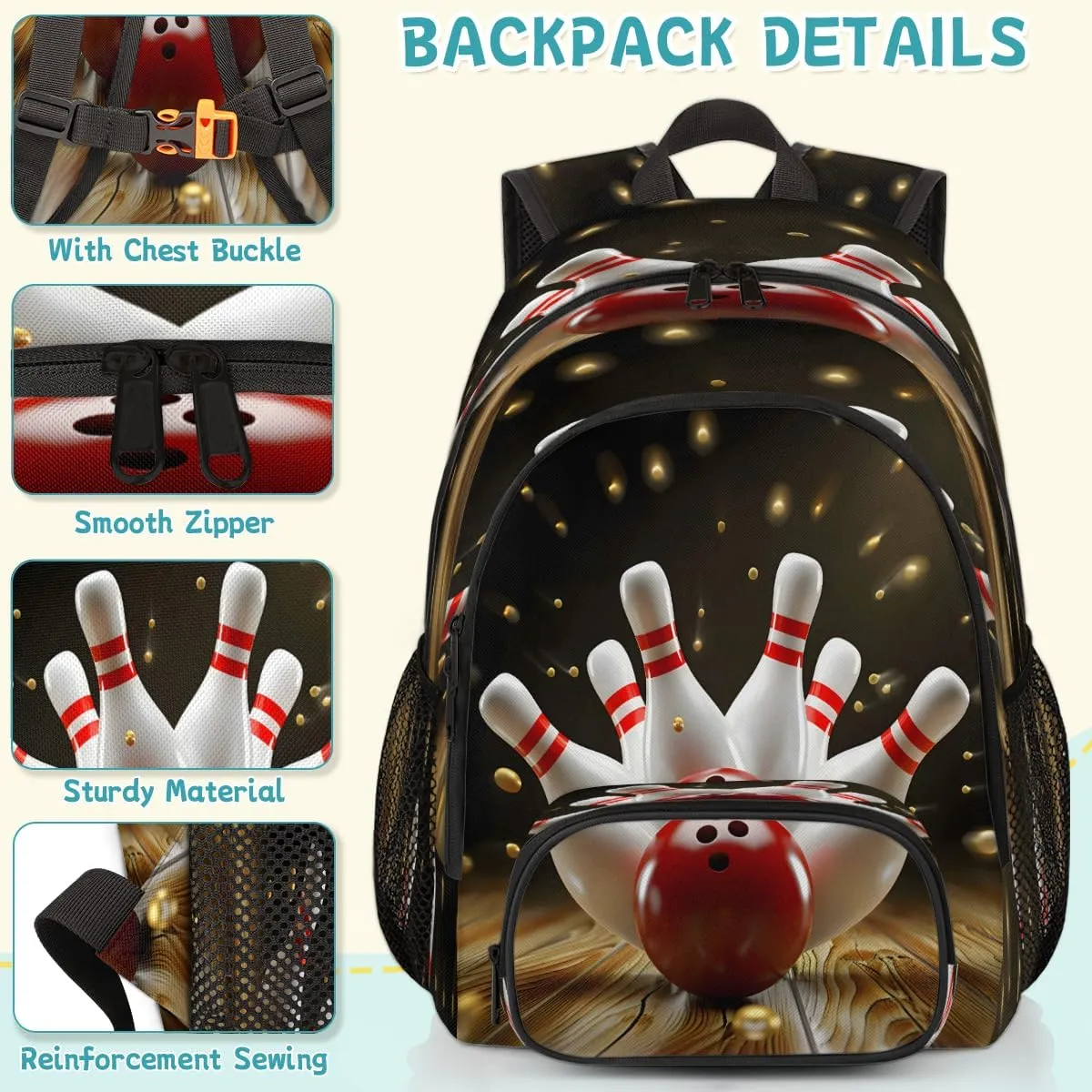 Modern Bowling Ball Laptop Backpack for Women Men, 18.3 Inch Large Computer Backpacks Fashion Teacher Nurse Bag Casual Daypack for Work Travel