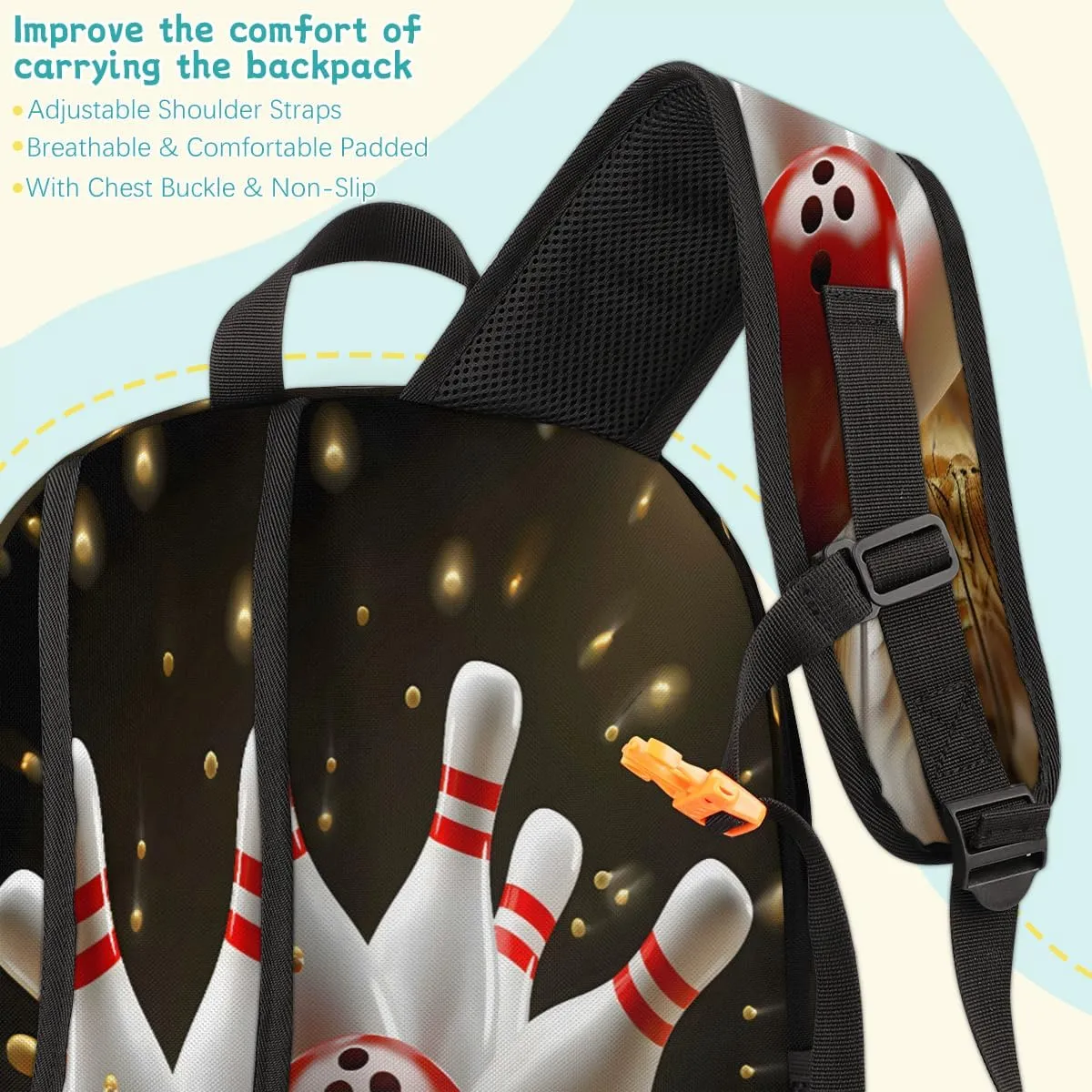 Modern Bowling Ball Laptop Backpack for Women Men, 18.3 Inch Large Computer Backpacks Fashion Teacher Nurse Bag Casual Daypack for Work Travel
