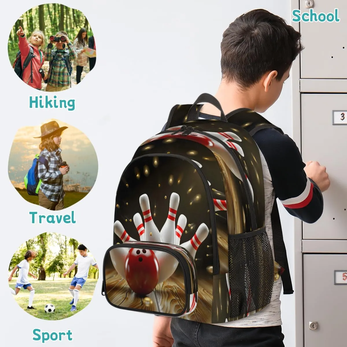 Modern Bowling Ball Laptop Backpack for Women Men, 18.3 Inch Large Computer Backpacks Fashion Teacher Nurse Bag Casual Daypack for Work Travel