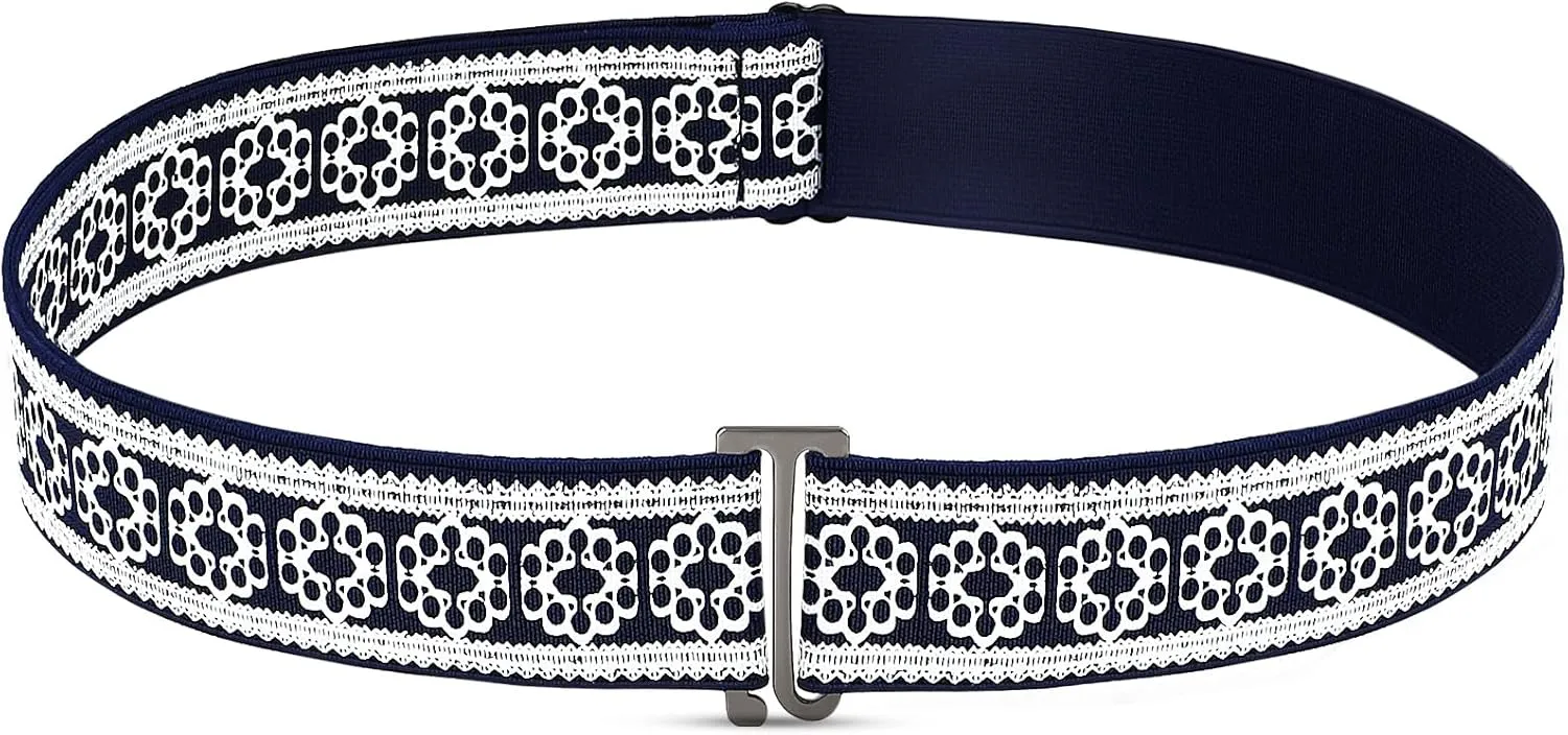No Show Invisible Elastic Belt for Women Men, Elastic Web Strap Waist Stretch Belt with Flat Buckle