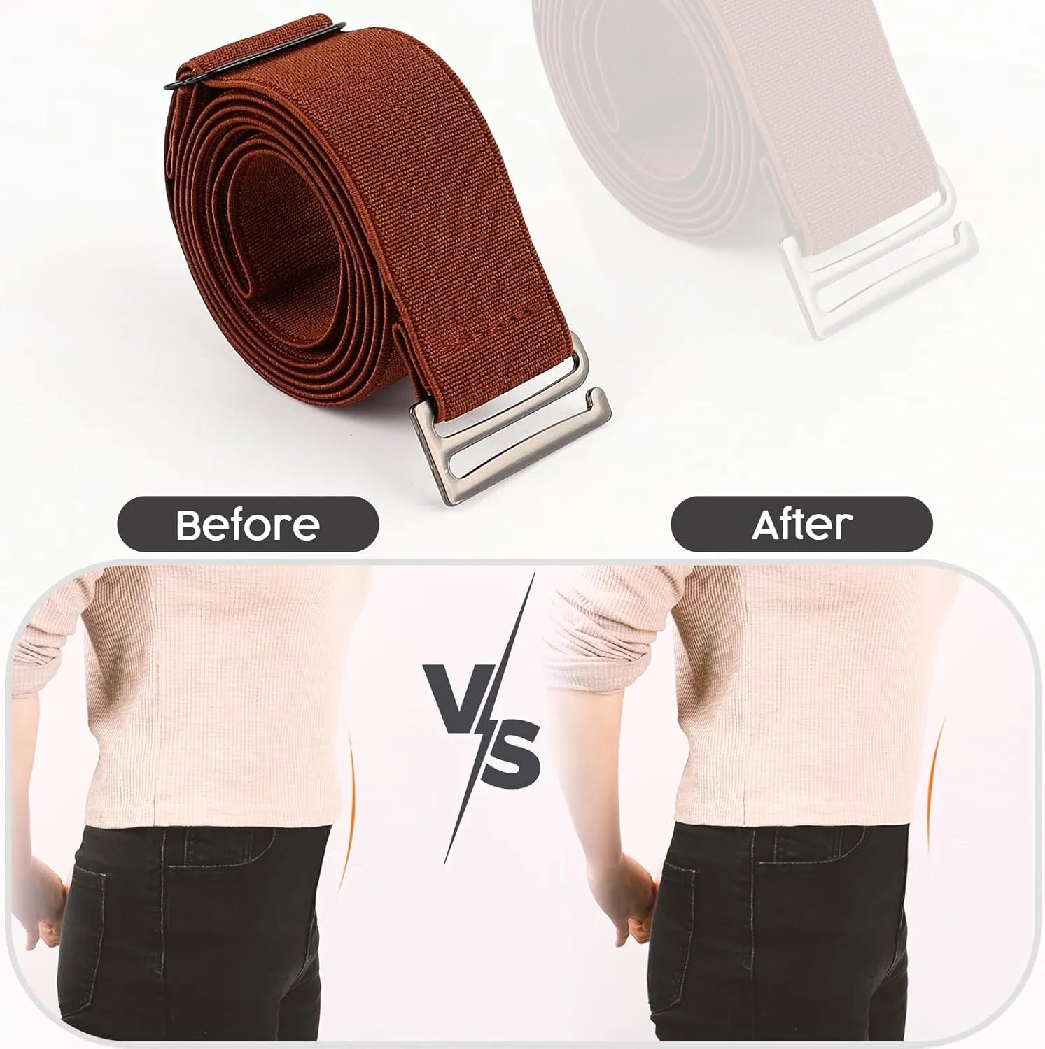 No Show Invisible Elastic Belt for Women Men, Elastic Web Strap Waist Stretch Belt with Flat Buckle