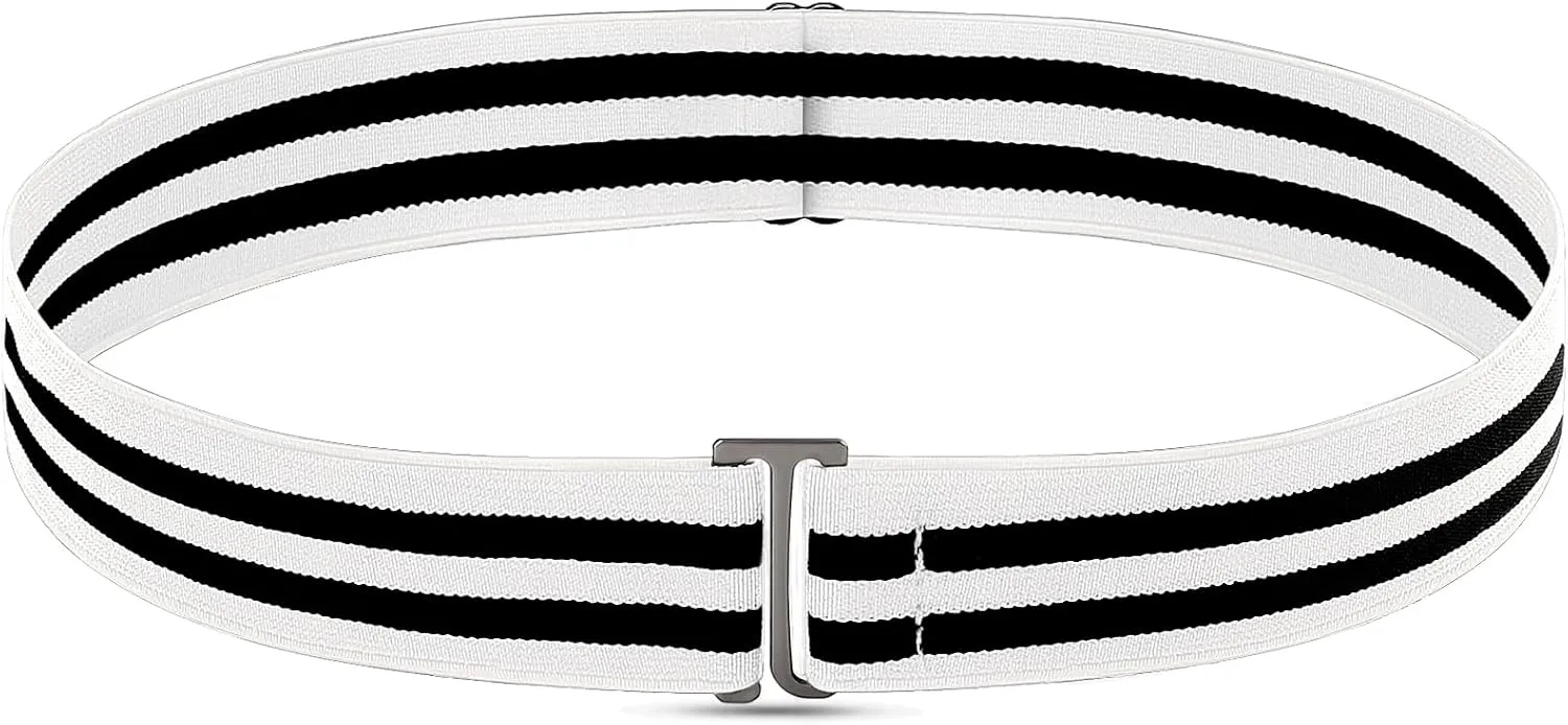 No Show Invisible Elastic Belt for Women Men, Elastic Web Strap Waist Stretch Belt with Flat Buckle