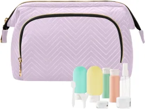 ODAWA Cosmetic Bags Pail Lilac Travel Cosmetic Organizer Zipper Pouch Travel Bags for Women Toiletry and Makeup