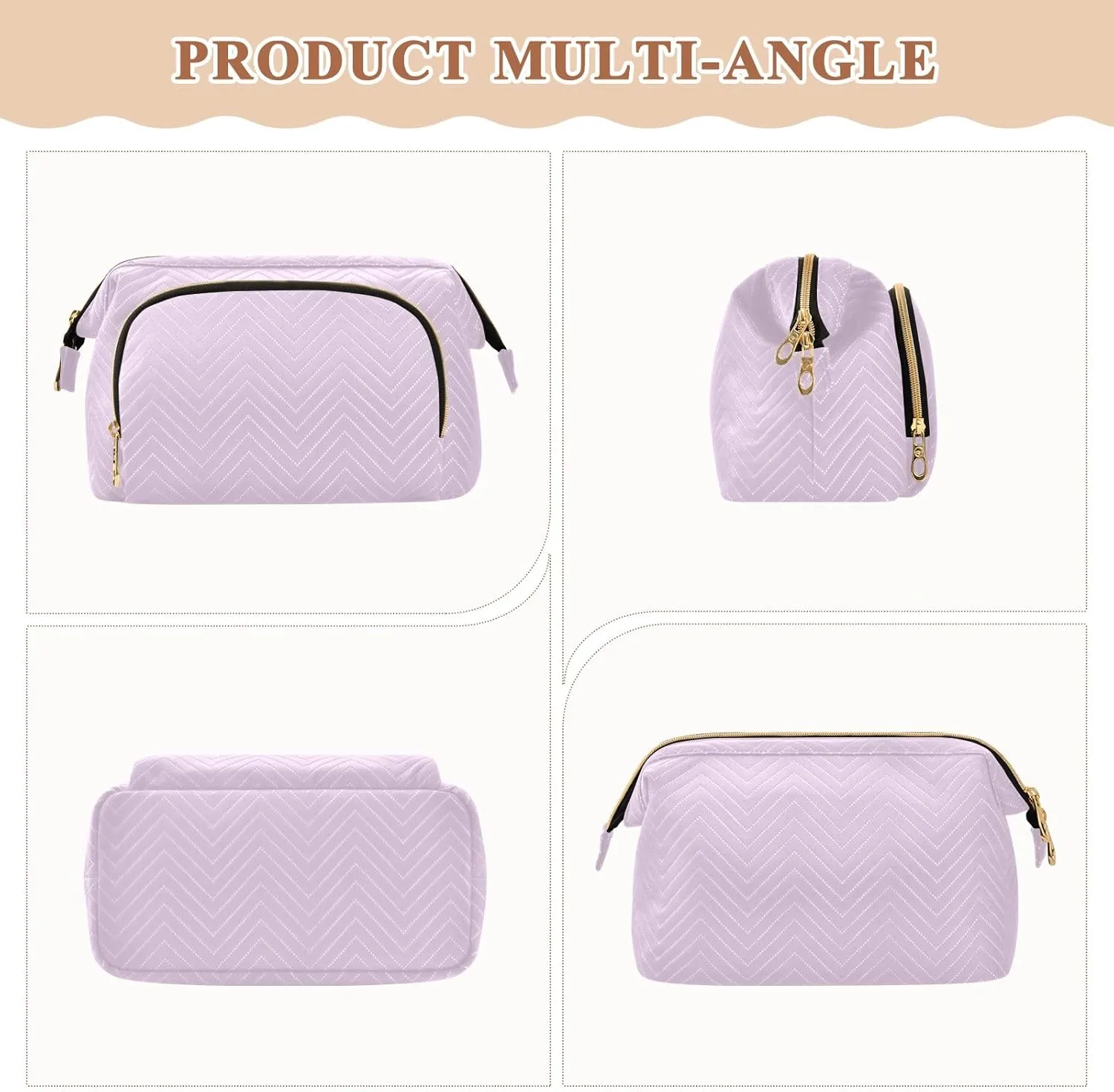 ODAWA Cosmetic Bags Pail Lilac Travel Cosmetic Organizer Zipper Pouch Travel Bags for Women Toiletry and Makeup