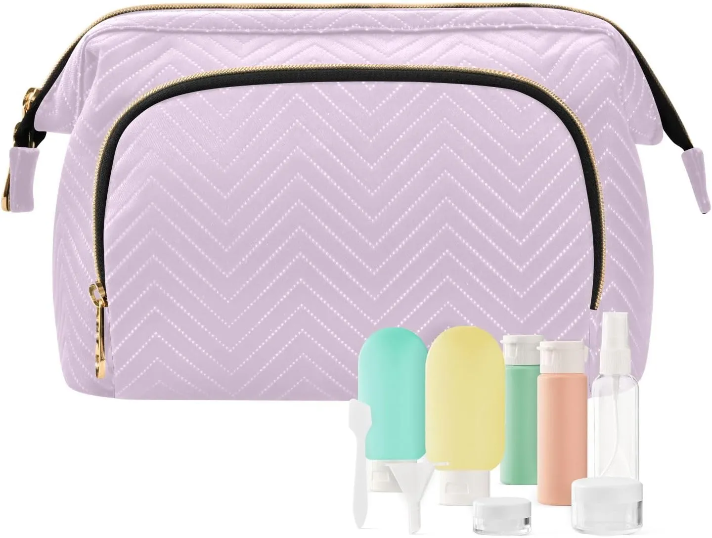 ODAWA Cosmetic Bags Pail Lilac Travel Cosmetic Organizer Zipper Pouch Travel Bags for Women Toiletry and Makeup