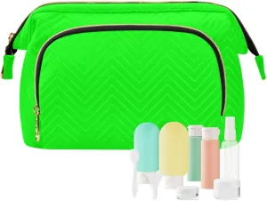 ODAWA Large Capacity Cosmetic Bag Lime Make up Bag Organizer Bag with 9-Piece Accessory Set, Travel Cosmetic Bag Organizer Bag for Makeup