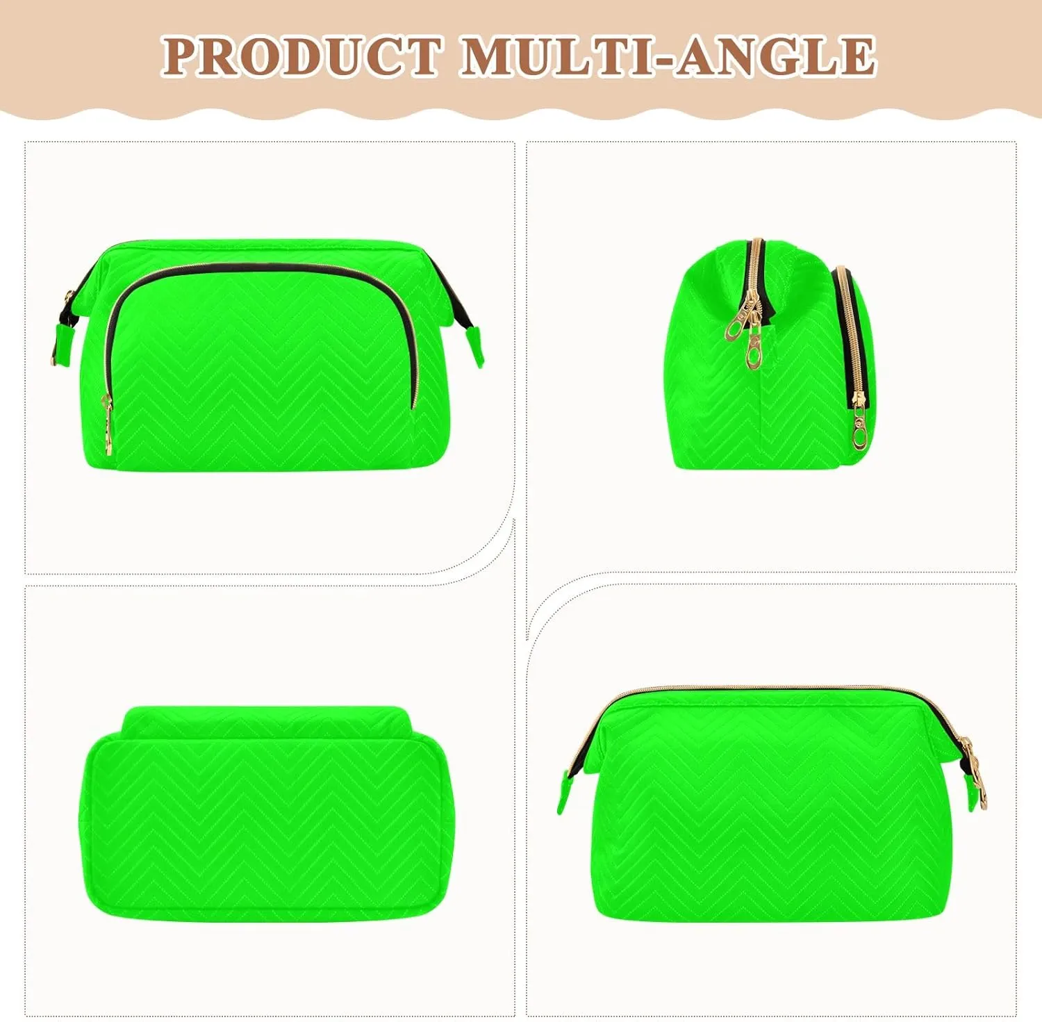 ODAWA Large Capacity Cosmetic Bag Lime Make up Bag Organizer Bag with 9-Piece Accessory Set, Travel Cosmetic Bag Organizer Bag for Makeup