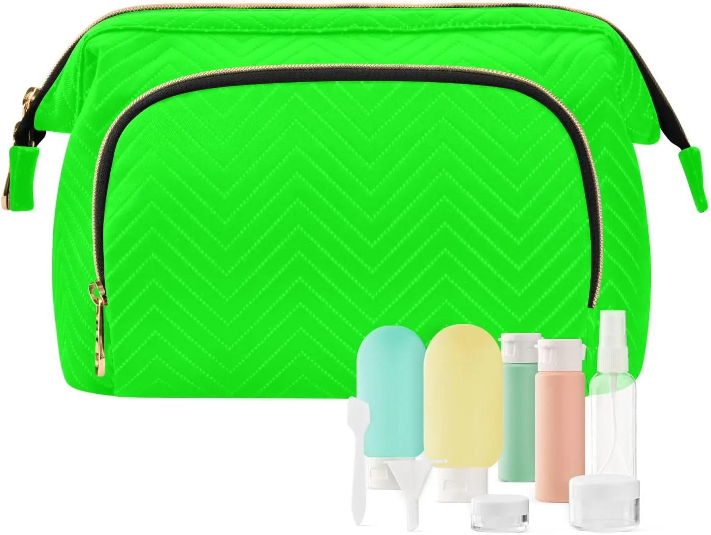 ODAWA Large Capacity Cosmetic Bag Lime Make up Bag Organizer Bag with 9-Piece Accessory Set, Travel Cosmetic Bag Organizer Bag for Makeup