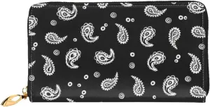 Paisley Ethnic Pattern Leather Wallet Credit Card Holder Wallet Fashion Wristlet Wallet Clutch Purse For Women And Men