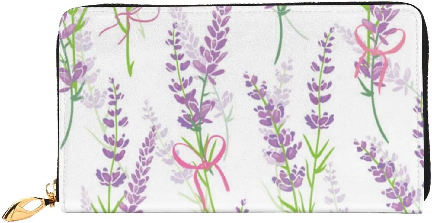 Peynir Beautiful Violet Lavender Leather Wallet Credit Card Holder Wallet Fashion Wristlet Wallet Clutch Purse For Women And Men