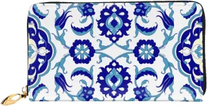 Peynir Oriental Endless Ceramic Floral Leather Wallet Credit Card Holder Wallet Fashion Wristlet Wallet Clutch Purse For Women And Men