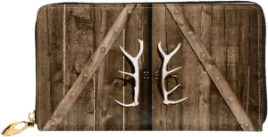 Peynir Rustic Antler Country Gate Leather Wallet Credit Card Holder Wallet Fashion Wristlet Wallet Clutch Purse For Women And Men