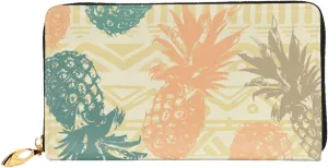 Pineapple Pattern Leather Wallet Credit Card Holder Wallet Fashion Wristlet Wallet Clutch Purse For Women And Men
