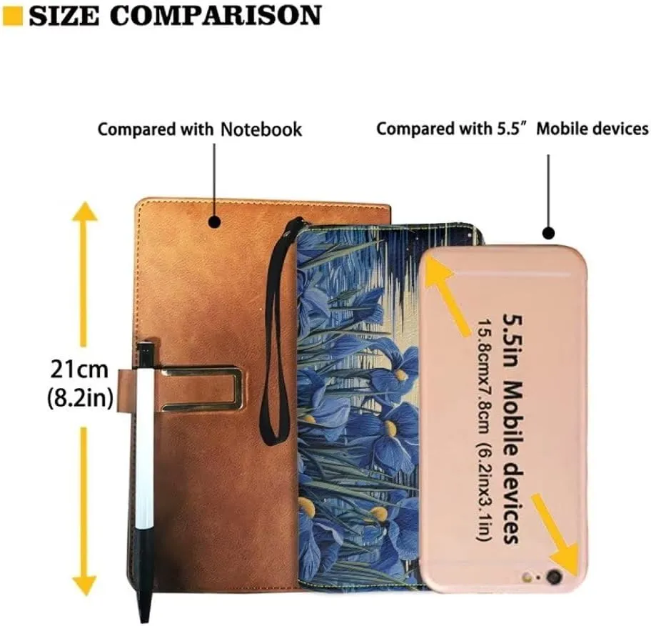 Pinupub Clutch Wallet For Women Girls Blue Irises Print Travel Business Shopping Money Clips Handbag Purse Zipper Clutch Bag With Wristlet Strap