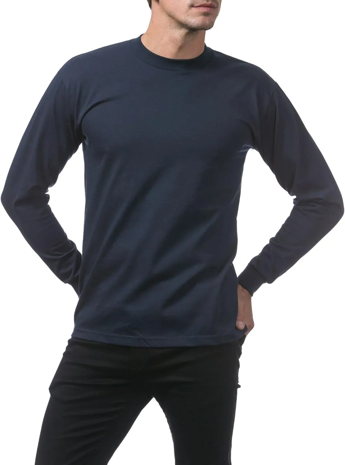 Pro Club Men's Heavyweight Cotton Long Sleeve Crew Neck T-Shirt