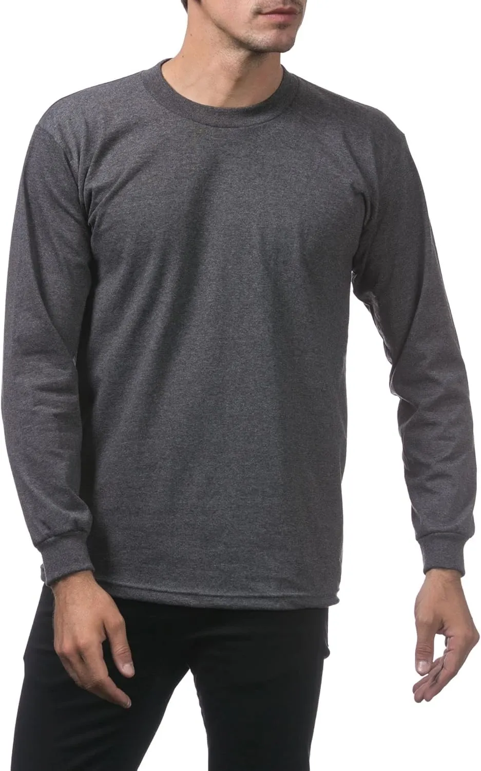 Pro Club Men's Heavyweight Cotton Long Sleeve Crew Neck T-Shirt