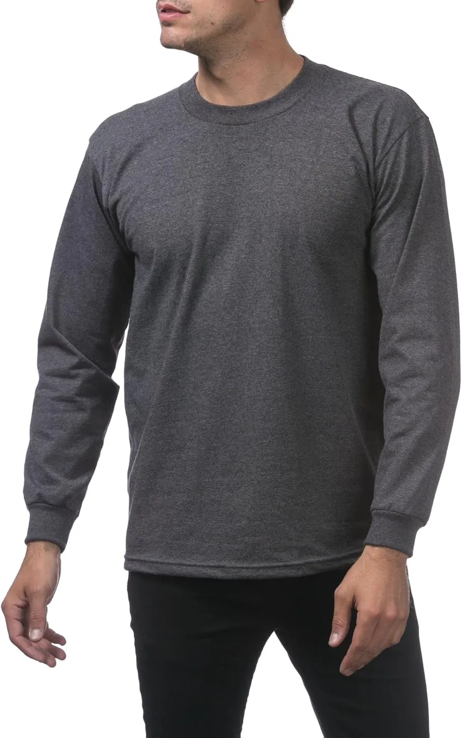 Pro Club Men's Heavyweight Cotton Long Sleeve Crew Neck T-Shirt