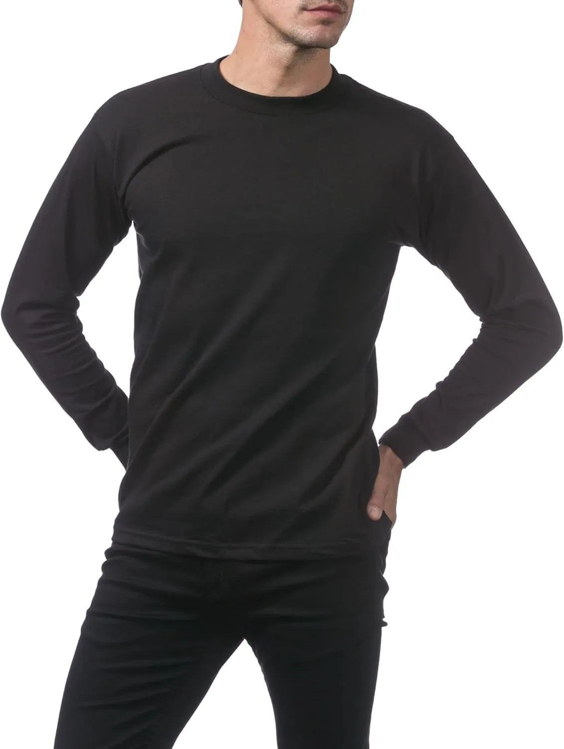 Pro Club Men's Heavyweight Cotton Long Sleeve Crew Neck T-Shirt