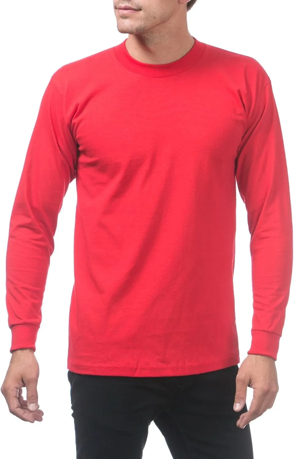 Pro Club Men's Heavyweight Cotton Long Sleeve Crew Neck T-Shirt