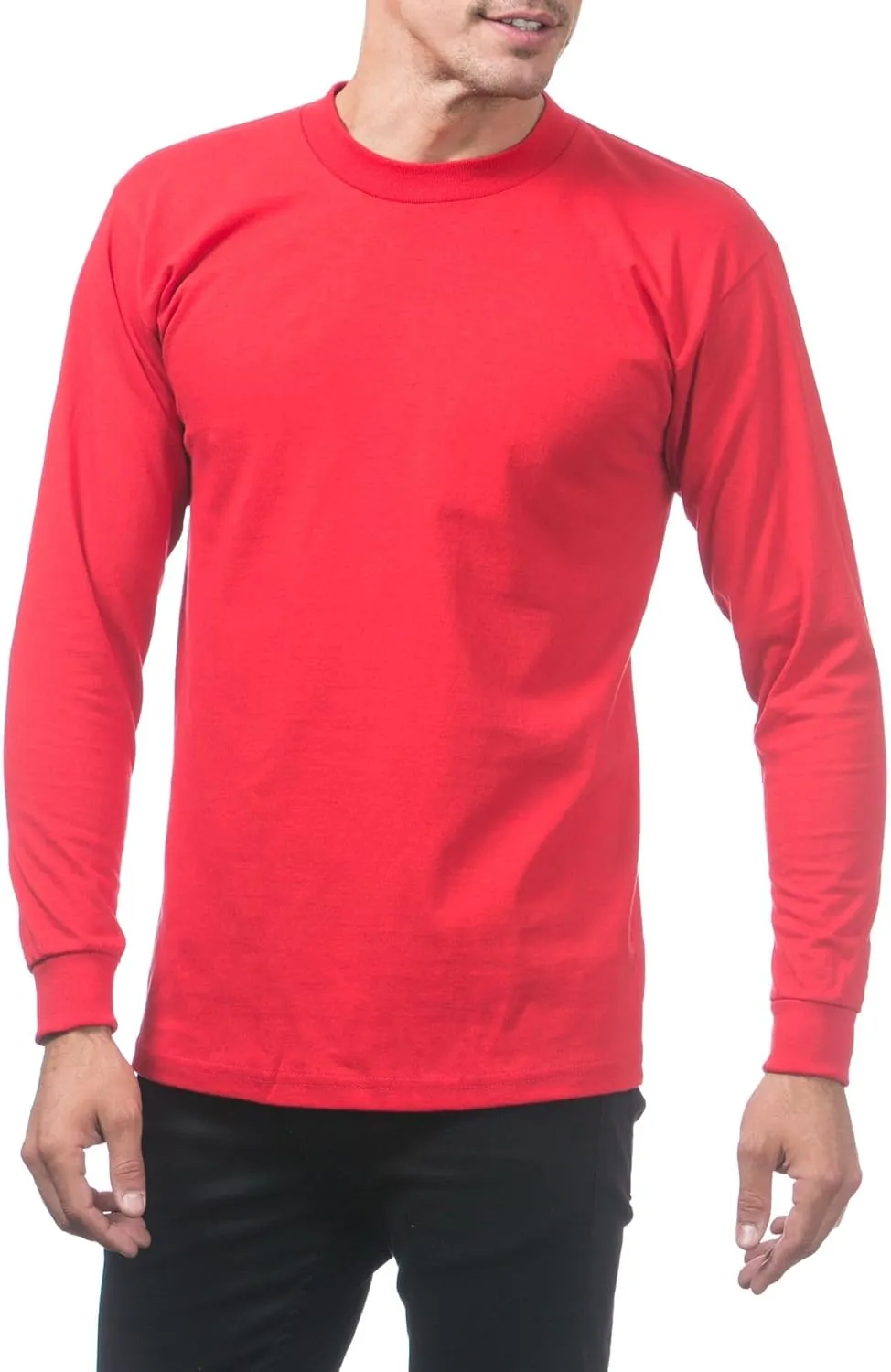 Pro Club Men's Heavyweight Cotton Long Sleeve Crew Neck T-Shirt