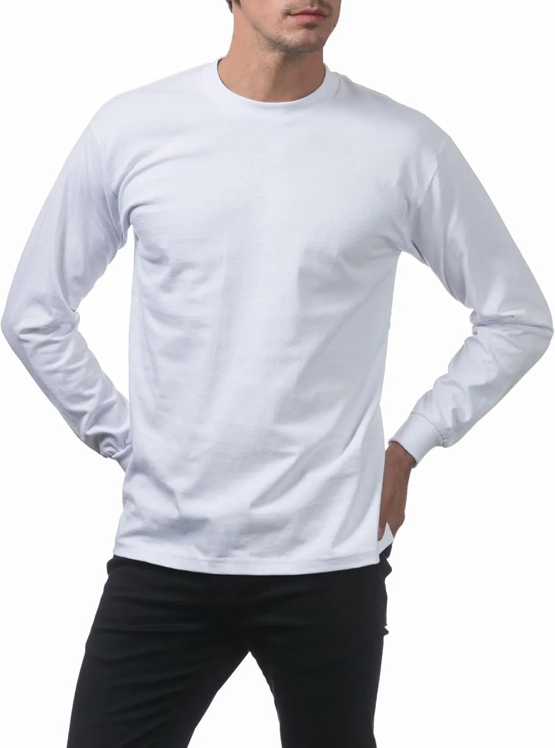 Pro Club Men's Heavyweight Cotton Long Sleeve Crew Neck T-Shirt