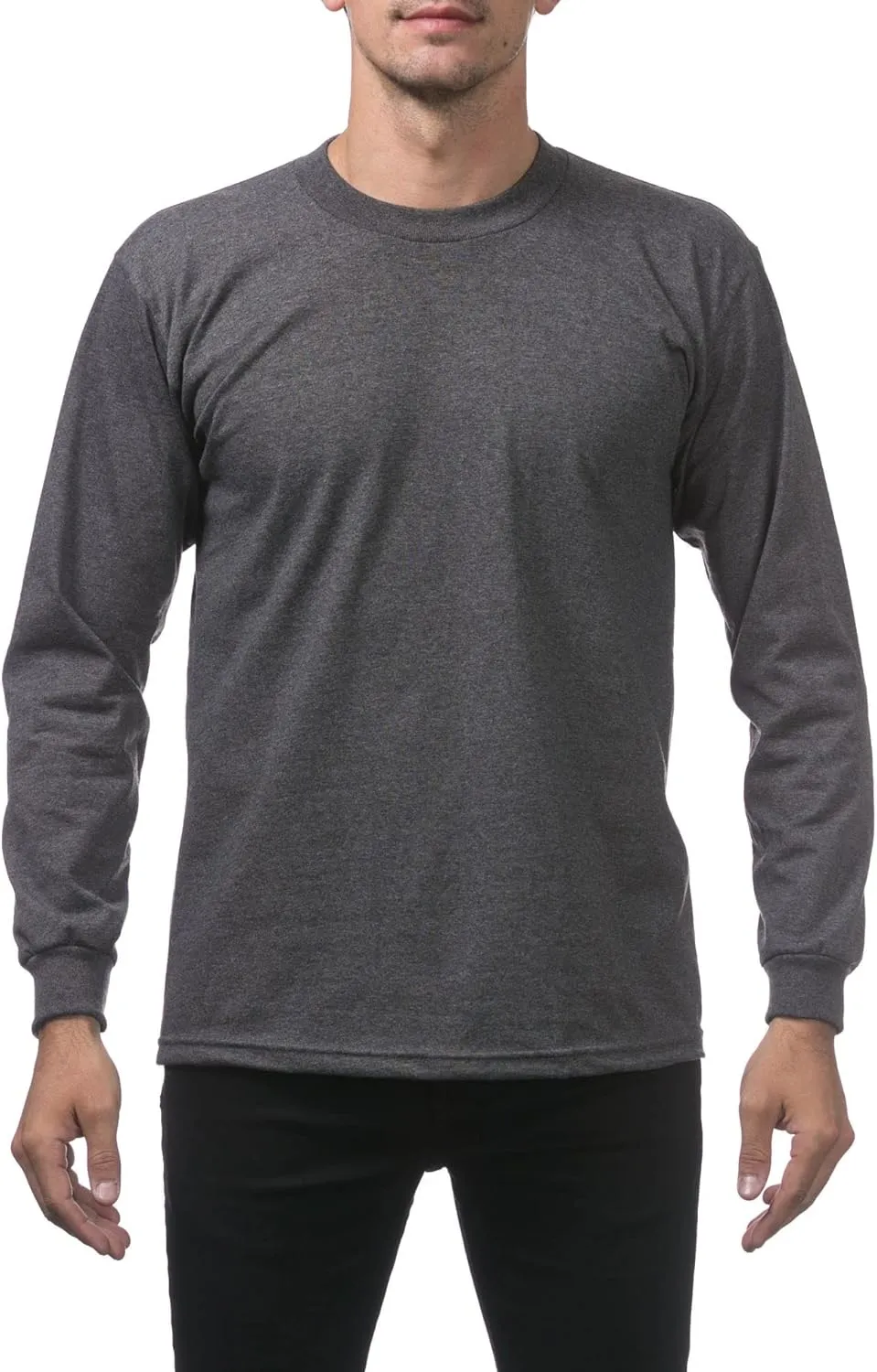 Pro Club Men's Heavyweight Cotton Long Sleeve Crew Neck T-Shirt