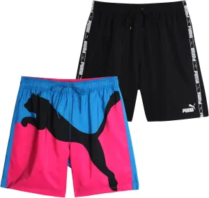 PUMA Men's Bathing Suit - 2 Pack Quick Dry Swimsuit Trunks with Mesh Compression Liner - 8" Inseam Swimwear (S-XL)