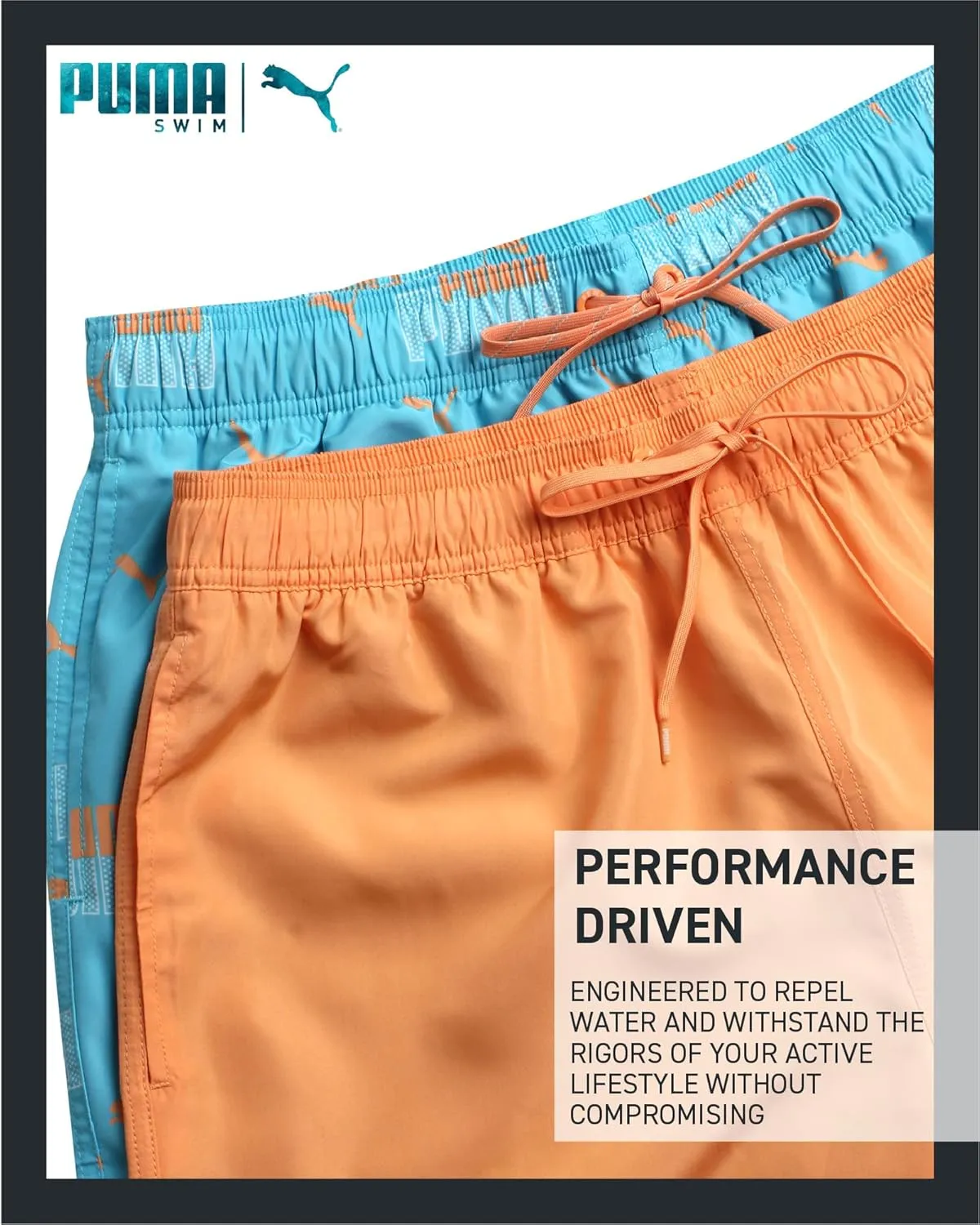PUMA Men's Bathing Suit - 2 Pack Quick Dry Swimsuit Trunks with Mesh Compression Liner - 8" Inseam Swimwear (S-XL)