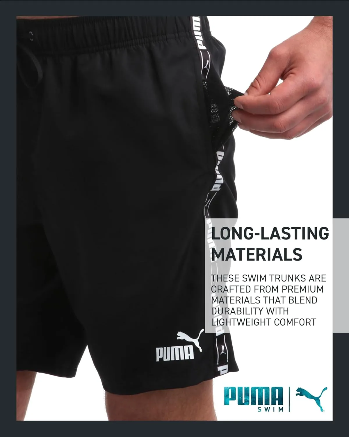 PUMA Men's Bathing Suit - 2 Pack Quick Dry Swimsuit Trunks with Mesh Compression Liner - 8" Inseam Swimwear (S-XL)