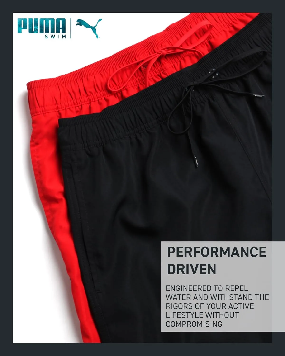 PUMA Men's Bathing Suit - 2 Pack Quick Dry Swimsuit Trunks with Mesh Compression Liner - 8" Inseam Swimwear (S-XL)