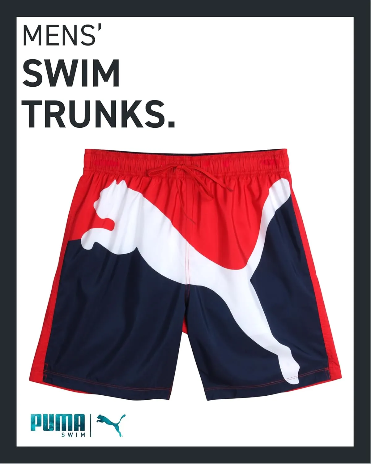 PUMA Men's Bathing Suit - 2 Pack Quick Dry Swimsuit Trunks with Mesh Compression Liner - 8" Inseam Swimwear (S-XL)