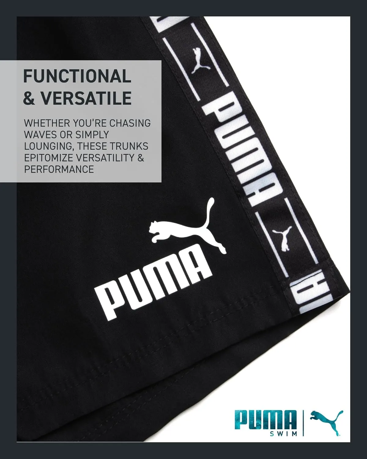 PUMA Men's Bathing Suit - 2 Pack Quick Dry Swimsuit Trunks with Mesh Compression Liner - 8" Inseam Swimwear (S-XL)