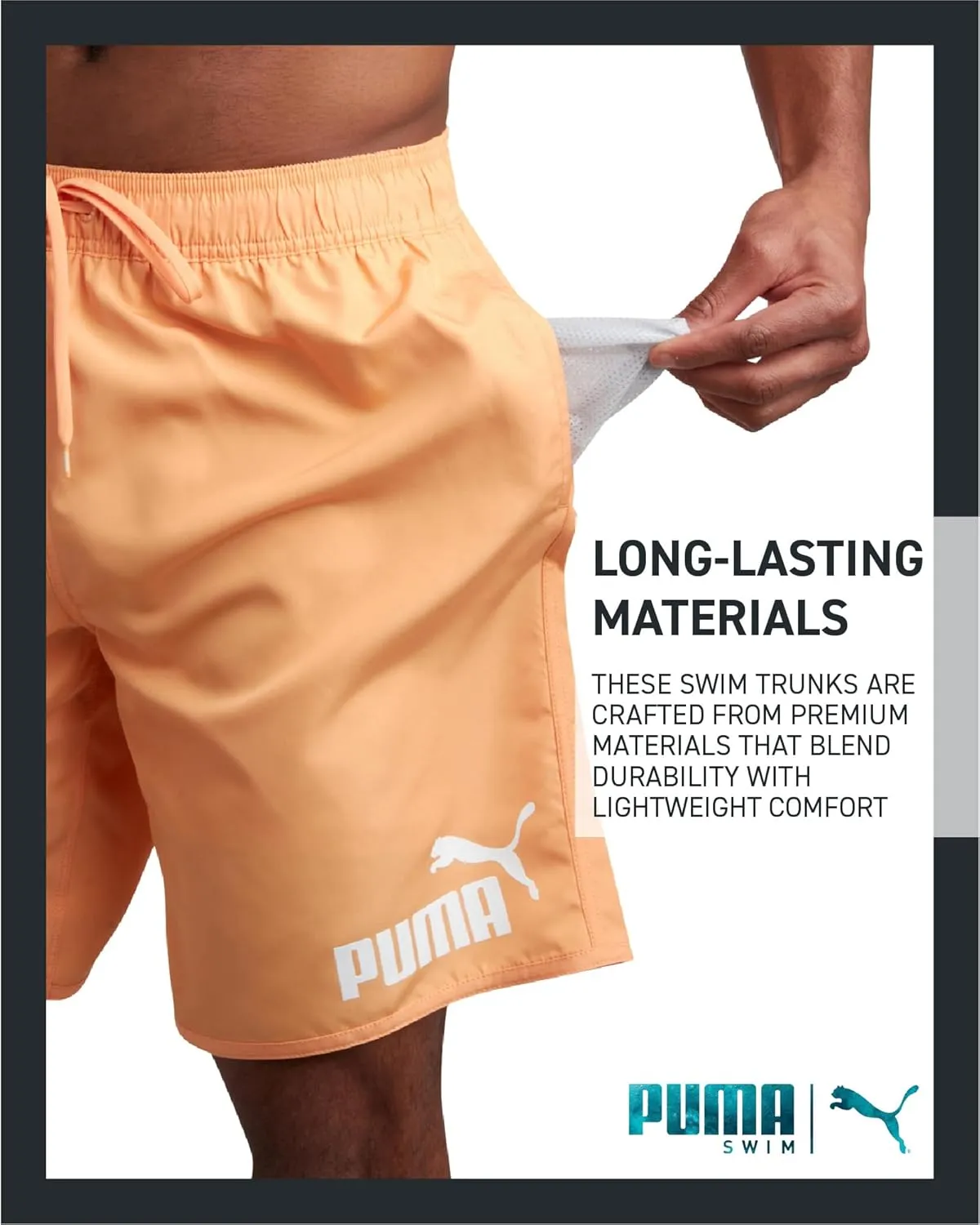 PUMA Men's Bathing Suit - 2 Pack Quick Dry Swimsuit Trunks with Mesh Compression Liner - 8" Inseam Swimwear (S-XL)