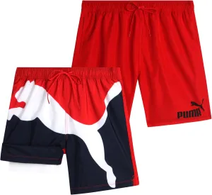 PUMA Men's Bathing Suit - 2 Pack Quick Dry Swimsuit Trunks with Mesh Compression Liner - 8" Inseam Swimwear (S-XL)