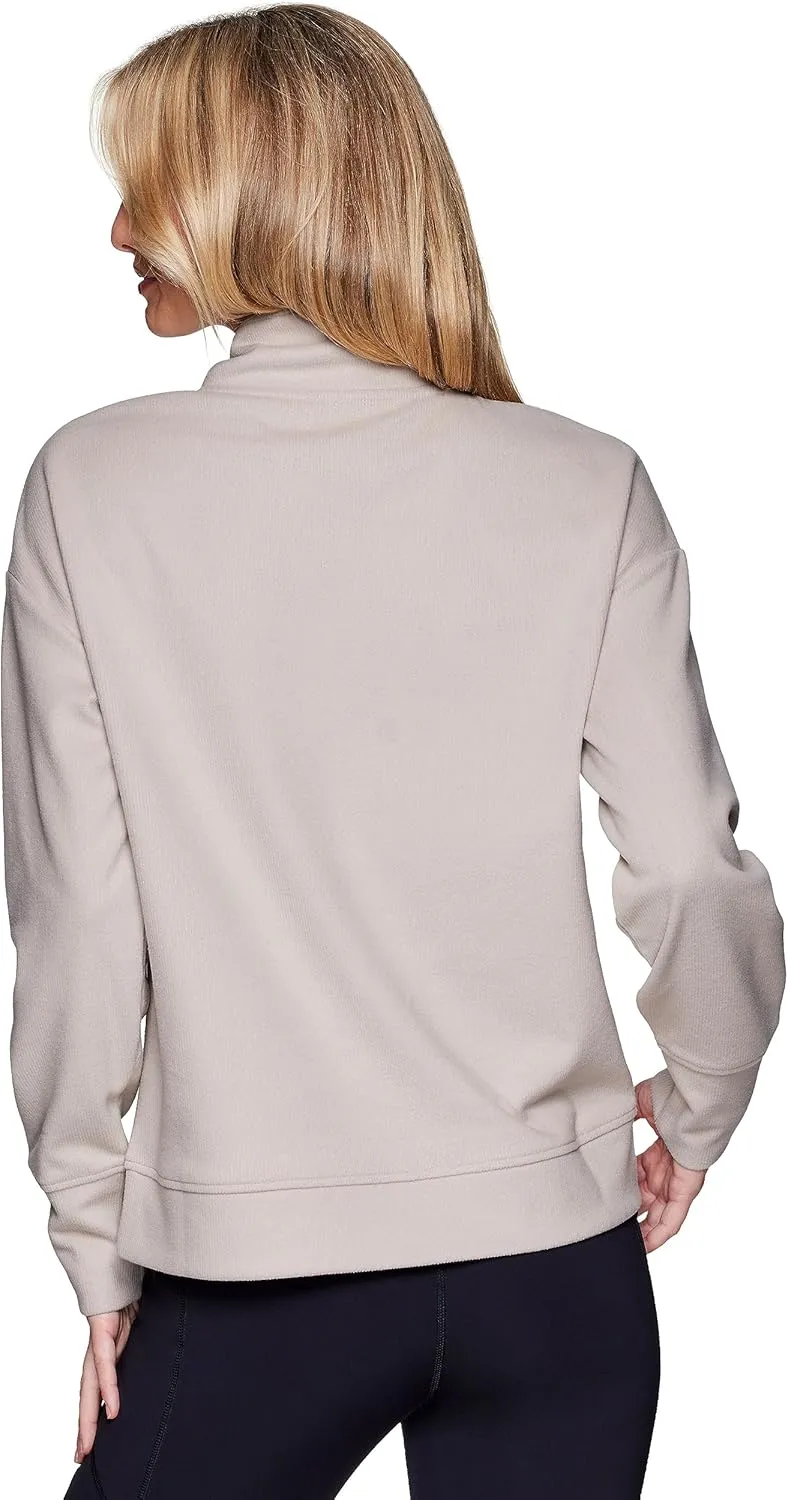 RBX Active Women's Lightweight Mock Neck Fleece 1/4 Zip Sweatshirt With Pockets