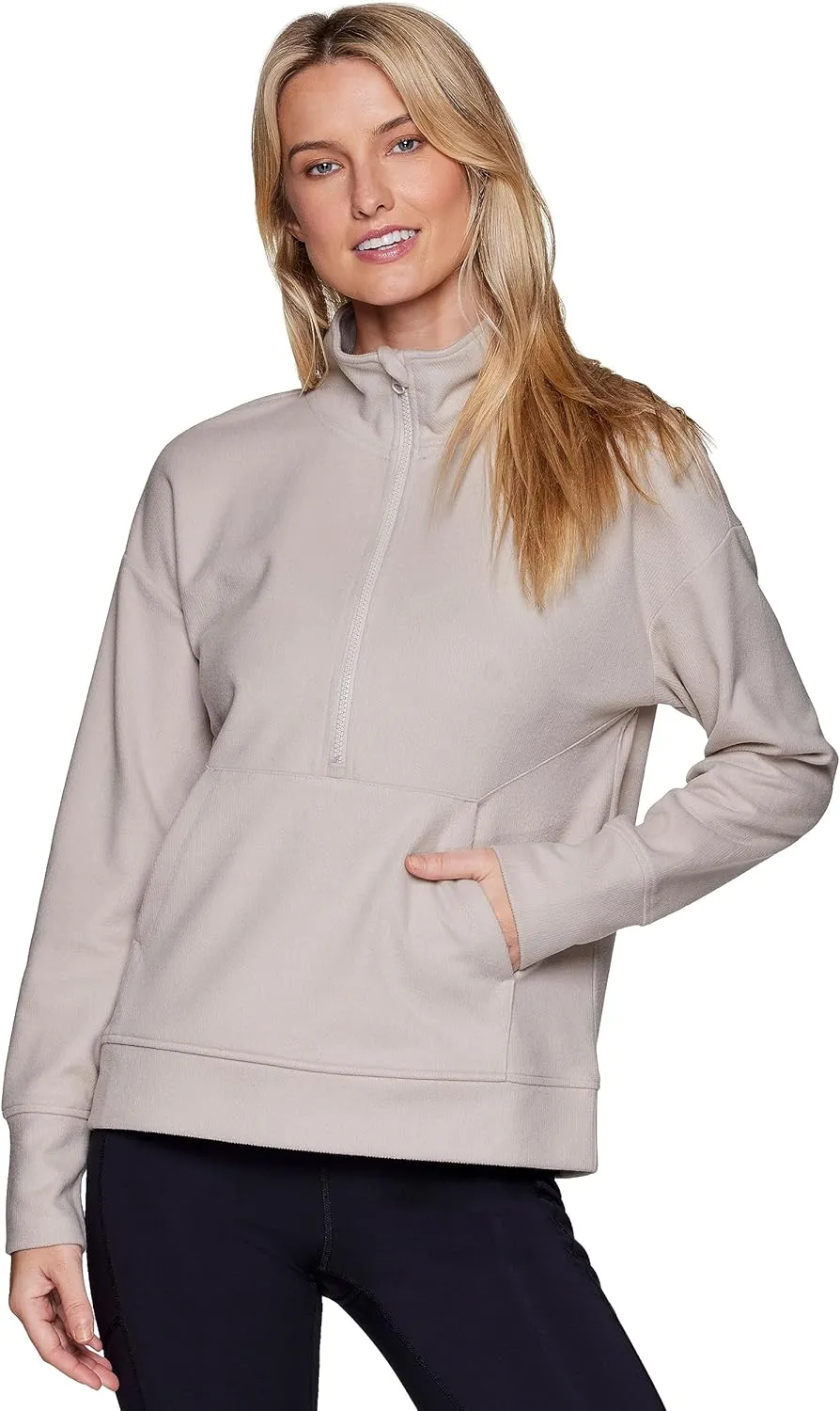 RBX Active Women's Lightweight Mock Neck Fleece 1/4 Zip Sweatshirt With Pockets