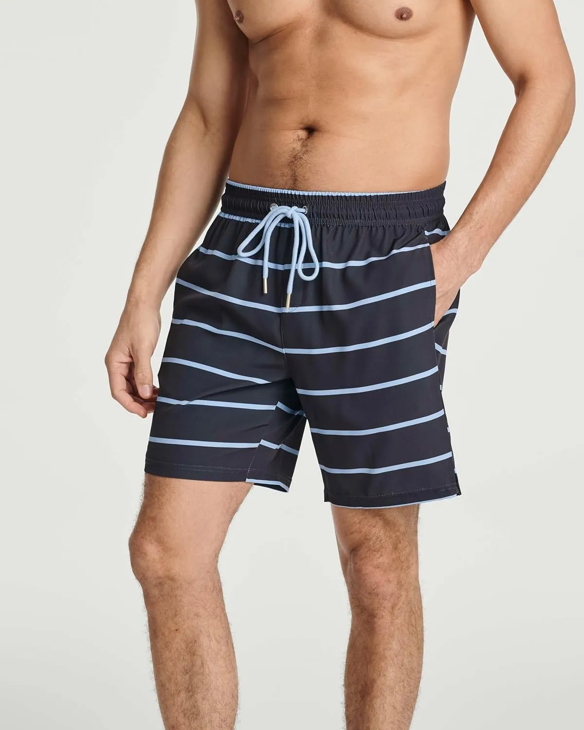 Real Essentials 3 Pack: Men's 7" 2 in 1 Swim Trunks with Compression Liner - Quick Dry Bathing Suit Swimwear Board Shorts
